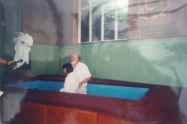 First baptism in the new baptistry