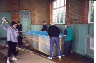 New Baptistry - Rev Eric and Terry Bibby helping