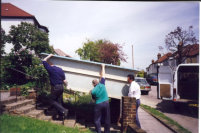 New Baptistry is delivered - Terry Bibby in the middle