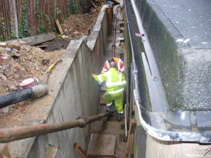 Pumping concrete at the back of the Church 2013